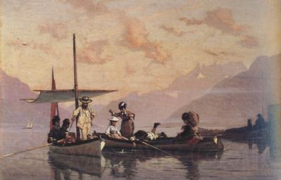 Francois Bocion The Artist with His Family Fishing at the Lake of Geneva (nn02) Spain oil painting art